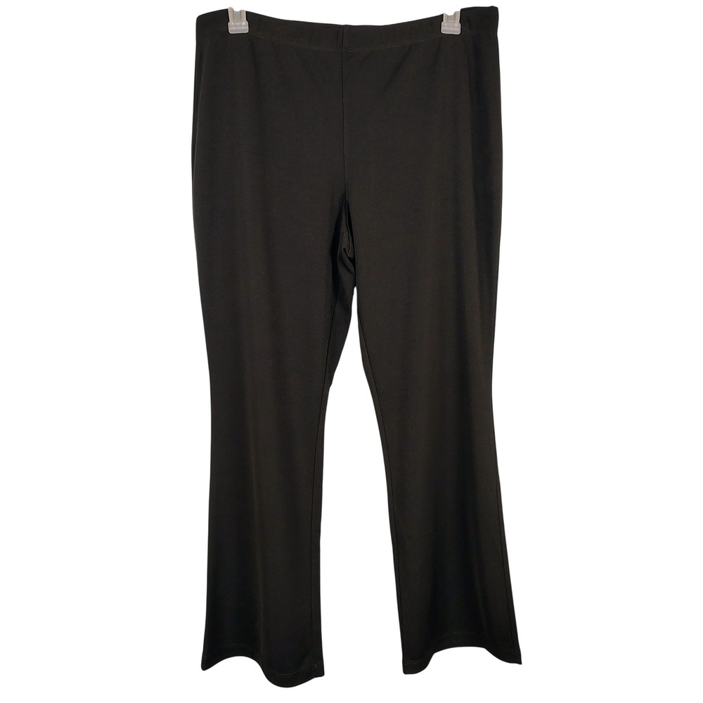 Susan Graver Womens L Pull On Straight Leg Pants Black Stretch Officecore